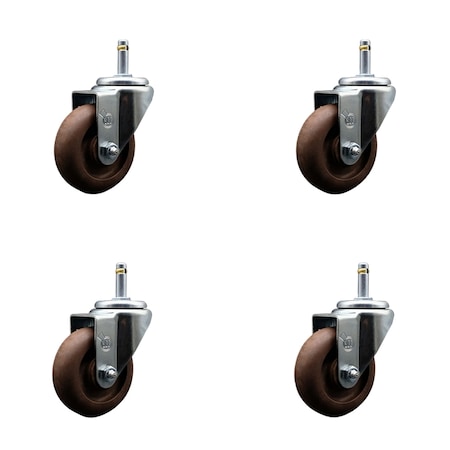 Service Caster 3.5 High Temp Glass Filled Nylon Wheel Swivel 7/16 Grip Ring Stem Caster Set, 4PK SCC-GR20S3514-GFNSHT-716138-4
